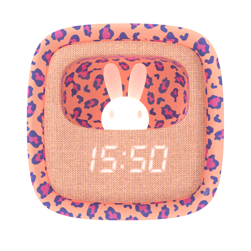 BILLY CLOCK AND LIGHT - LEOPARD ROSE