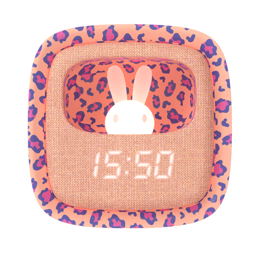 BILLY CLOCK AND LIGHT - LEOPARD ROSE